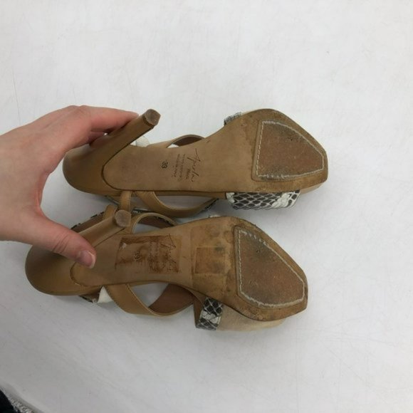 Aperlai Paris python suede nude tan sling back high heels 39 - Picture 7 of 7